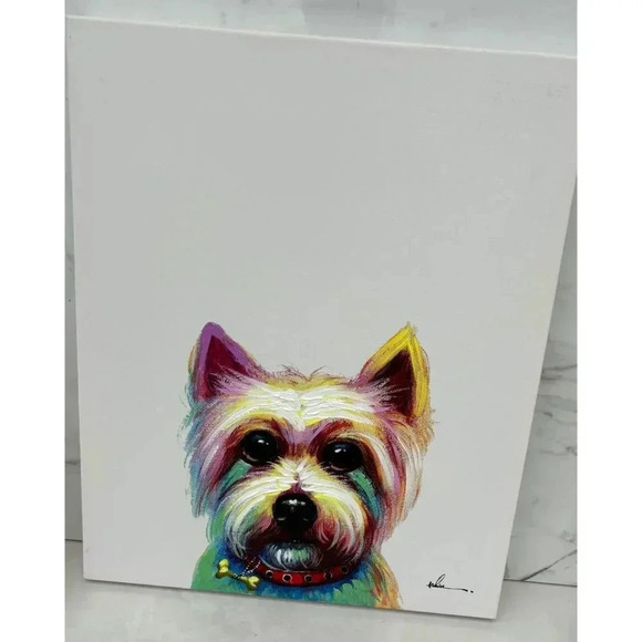 Handpainted Canvas of a Multicolor Yorkie Home Decor Dog Lovers Art Printed - Picture 2 of 8